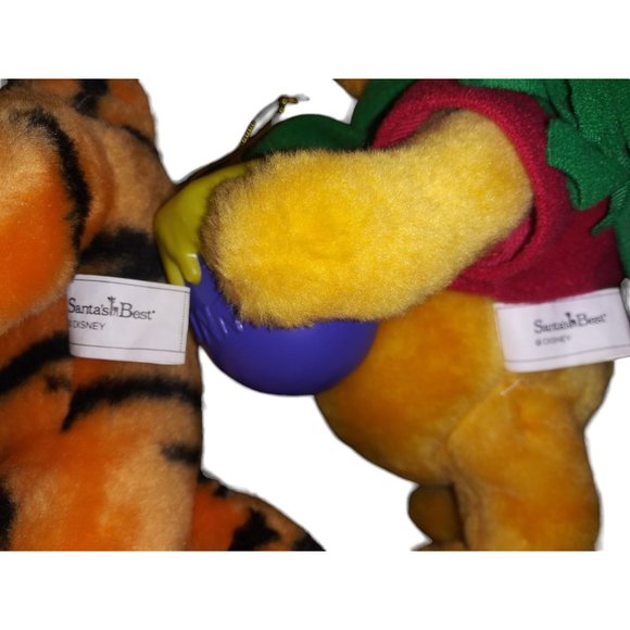 VTG Disney Winnie The Pooh and Tigger Santa's Best Plush Animated Ornament Lot - Picture 9 of 12
